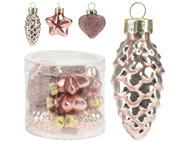 Set decoratiuni pentru brad din sticla 12 buc 40mm 