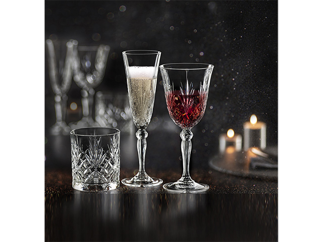 Set 18 pahare din cristal Melodia: pocale 6X160ml, 6X270ml, pahare 6X340ml