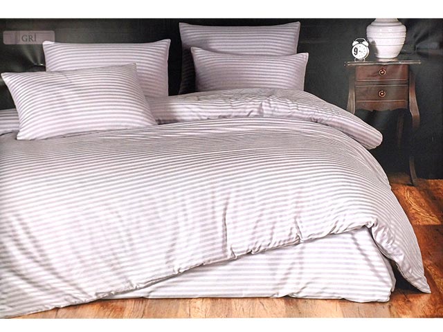 Lenjerie de pat Euro 2 NH Stripe Satin, gri