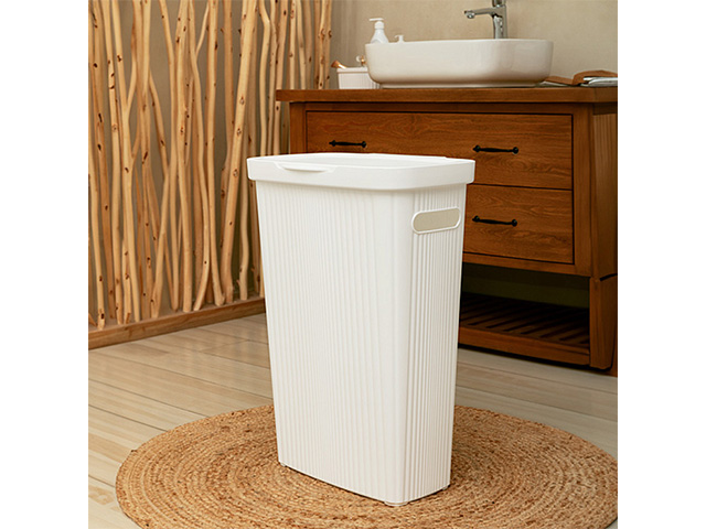 Cos pentru rufe cu capac Velvet 45l, 45X29X63cm, îngust, alb