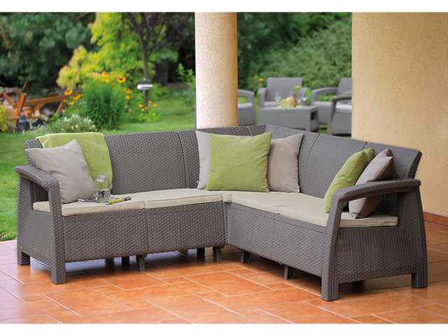 Coltar Corfu Relax 190X190X79 cm, perne, cappucino