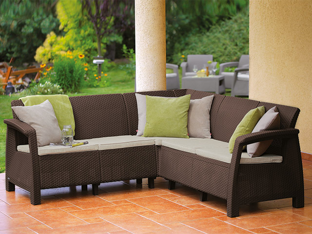 Coltar Corfu Relax 190X190X79 cm, perne, brun