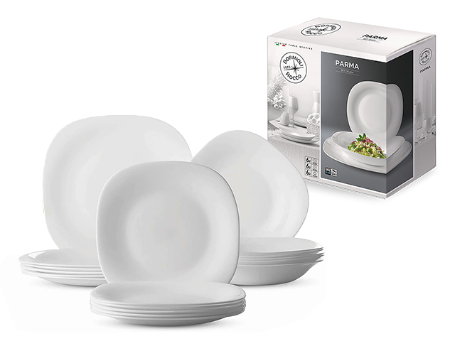 Set farfurii Bormioli Parma 18buc, sticla de opal