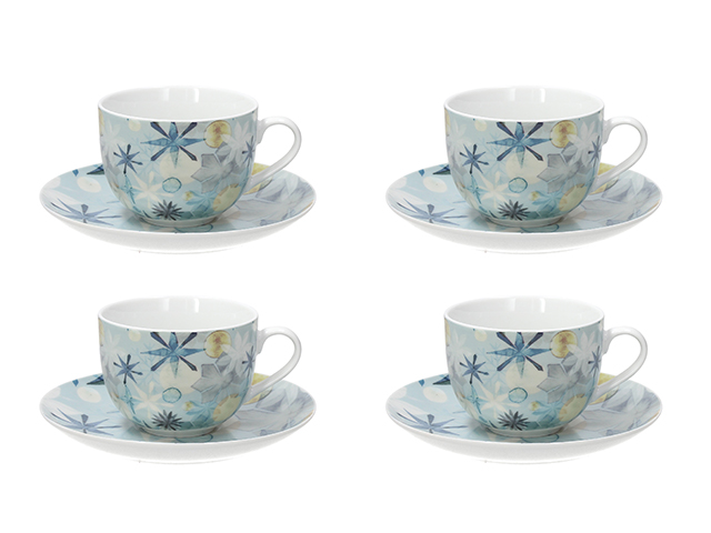 Set 4 cani cu farfurioare Andrea Fontebasso Cristalli, portelan