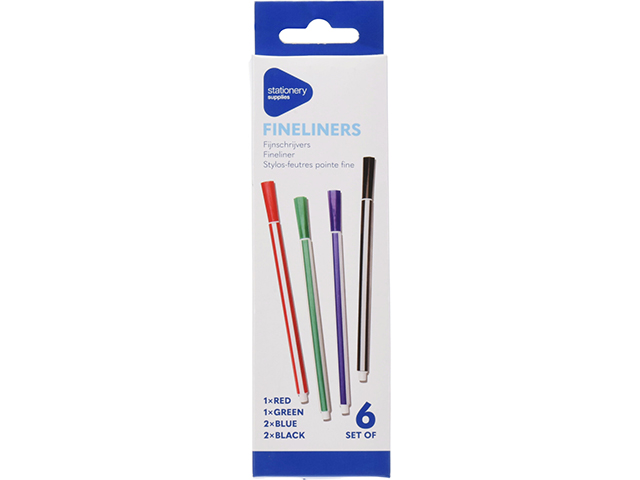 Set markere permanente cu virf fin, 6 unit