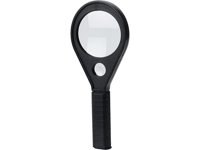 Lupa cu mâner 15 cm, plastic, negru, D6 cm