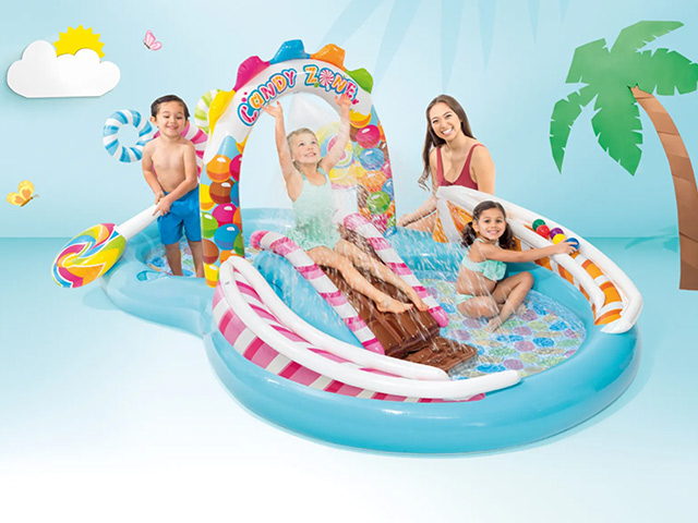 Bazin cu topogan Candy Zone, 295x191x130 cm, 374 L, până la 81 kg, 2+