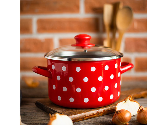 Cratita emailata Clasica 20cm, 4l, capac din sticla