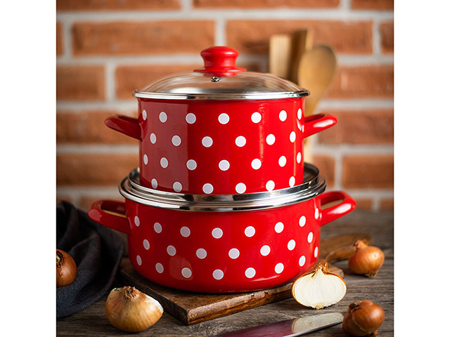 Cratita emailata Clasica 20cm, 4l, capac din sticla