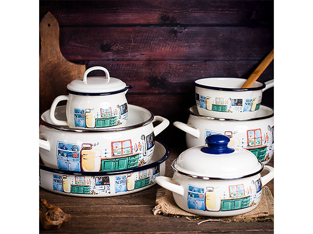 Cratita emailata SweetHome 16cm, 2.2l, capac din metal