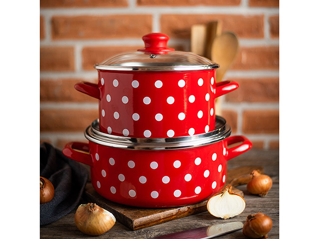 Cratita emailata Clasica 20cm, 2.75l, capac din sticla