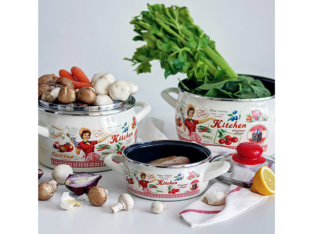 Cratita emailata Kitchen 16cm, 1.5l, capac din sticla