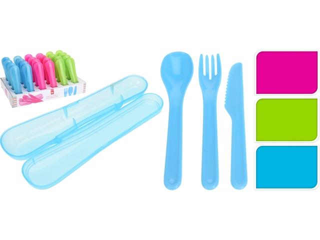 Set tacâmuri EH 15buc (5cutite,5linguri, 5furculite) în husă, din plastic