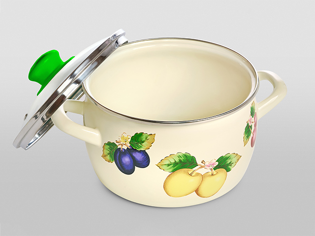 Set cratite emailat Fructe 3buc, capac din sticla