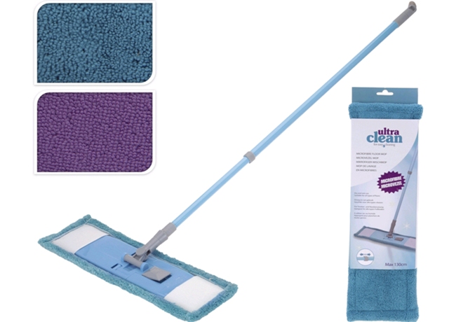 Mop plat Ultra Clean, duza microfibra 44X14cm, maner max 130cm