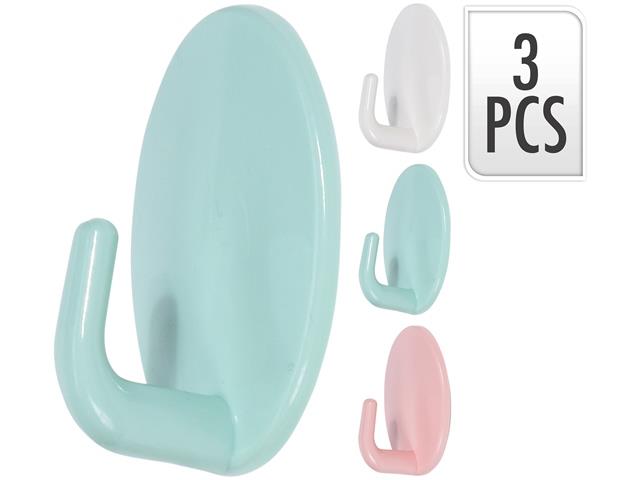 Set cârlige autoadezive 3buc, 5X4cm, din plastic