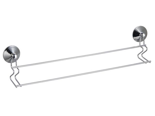 Suport pentru prosoape dubla MSV 50cm, pe ventuze Super Ventosas, crom