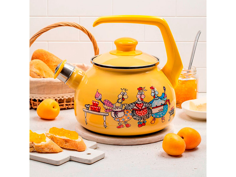 Ceainic emailat Happy Chickens 2.5l cu fluer