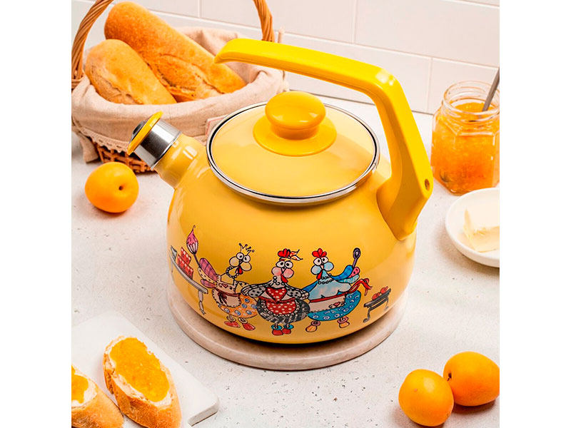 Ceainic emailat Happy Chickens 2.5l cu fluer