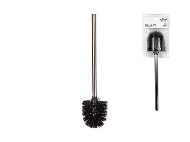 Perie pentru WC Five, cu mâner din inox, neagră