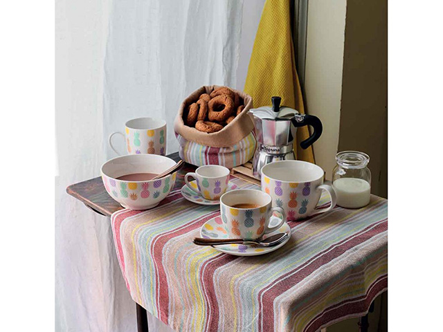 Set 6 căni cu farfurioare Tognana Wiki, portelan