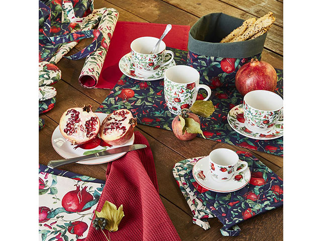 Set 4 cani cu farfurioare AF Atollo Melograno, 260ml, portelan