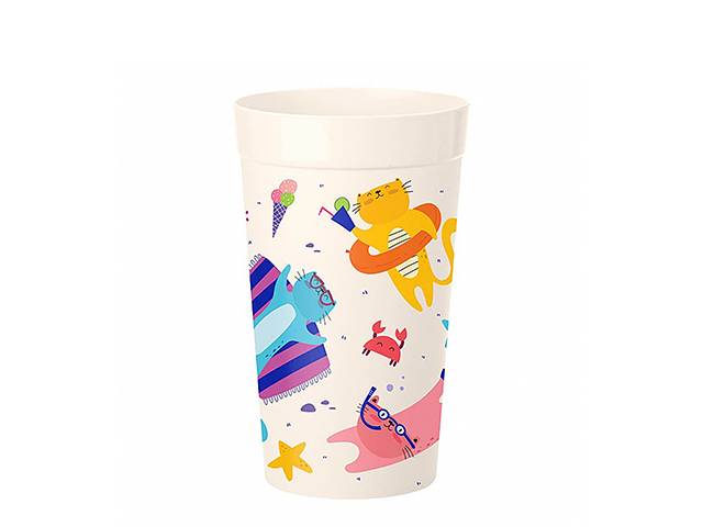 Pahar pentru copii Phibo 380ml, desen, bej/roz