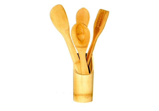 Set de lopatele din lemn 4buc, pe suport