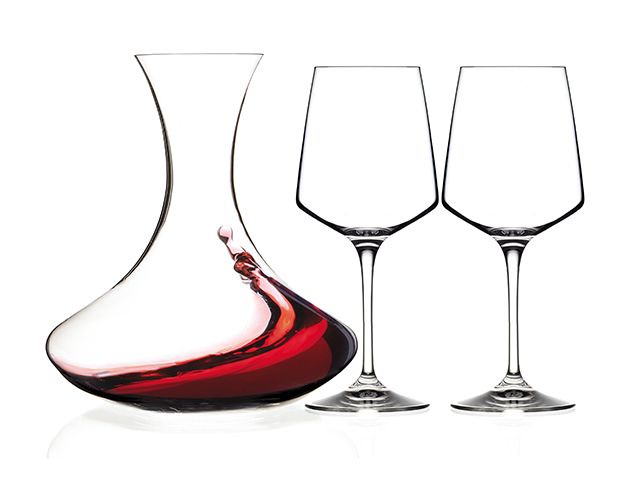 Set decanter 2l si 2 pahare 460ml pentru vin rosu Aria, cristal