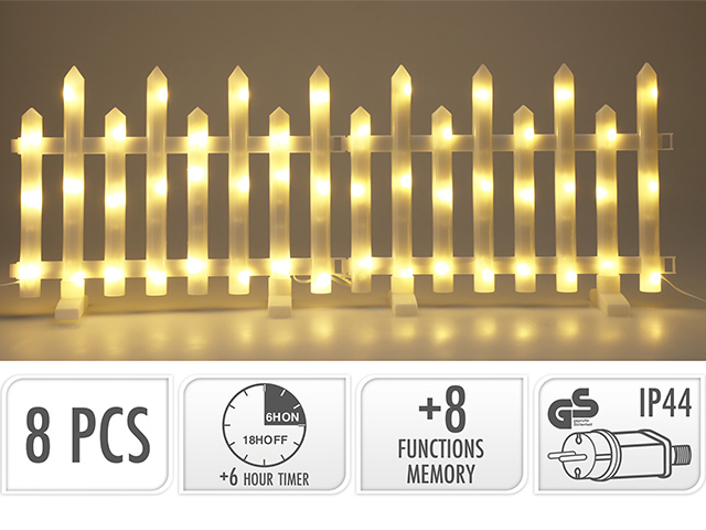 Gard decorativ Christmas 8 buc, alb cald, 192 LED,  2.8m, 8regime+ timer