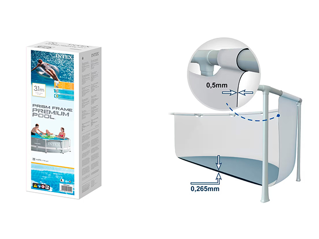 Bazin cu carcas Prism Frame 305x76 cm, 4485 l