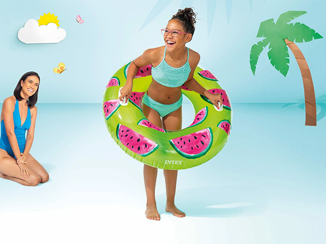 Cerc gonflabil „Fructe tropicale” D107 cm cu mânere, până la 80 kg, 9+, 3 culori