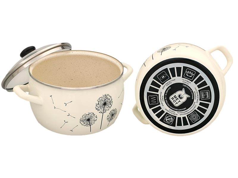 Cratita emailata Papadie 18cm, 3.3l, capac din sticla
