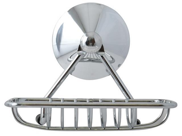 Săpunieră încorporată în perete MSV 12X9cm, pe ventuze Super Ventosas, crom