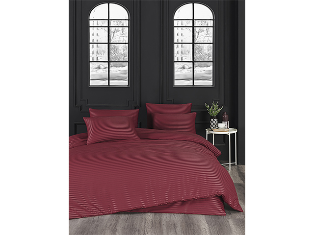 Lenjerie de pat Euro 2 NH Stripe Satin, bordo