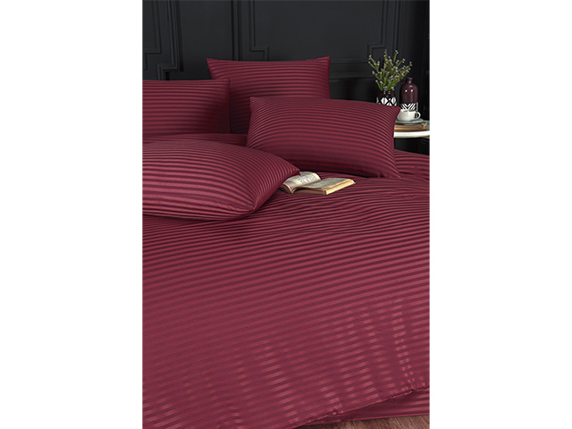 Lenjerie de pat Euro 2 NH Stripe Satin, bordo