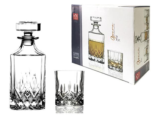 Set carafa 750ml si 6 pahare pentru whisky 300ml Opera, cristal