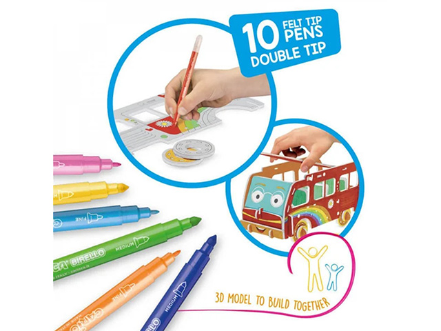 Set creativ Carioca Create&Color 3D-puzzle Otto Van cu carioci 10 buc