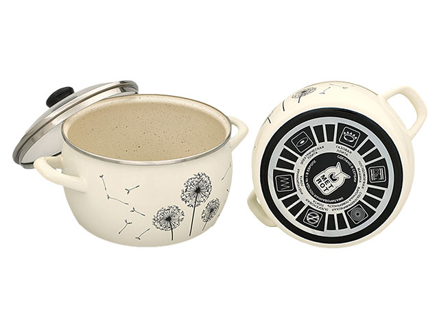 Cratita emailata Papadie 22cm, 5.7l, capac din sticla
