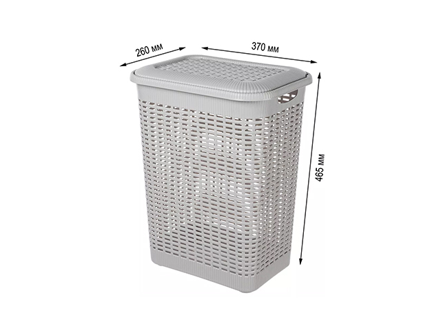 Cos pentru rufe cu capac Econova 30l, 37X26X46.5cm, gri deschis