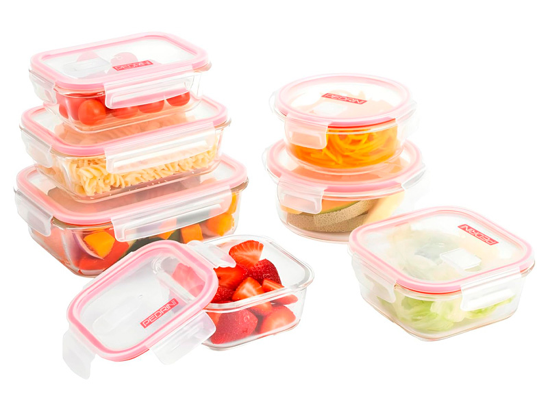 Recipient hermetic din sticla 1 l, 20.5X15.5X7 cm