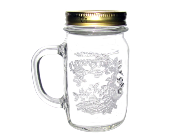 Borcan pentru bauturi 0.415l cu maner si capac Q.S.