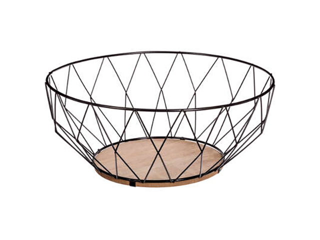 Cos pentru fructe Five D27X11.5cm, metal negru/lemn