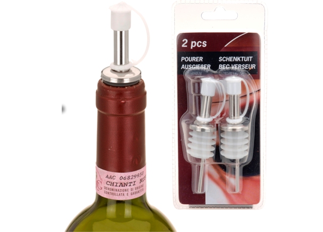 Set dopuri cu dispozitiv pentru turnat vin 2buc, metal