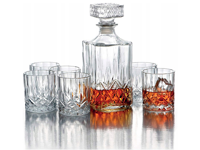 Set carafa 750ml si 6 pahare pentru whisky 300ml Opera, cristal
