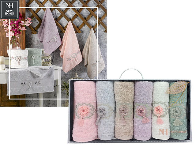 Set prosoape 6buc, 50X90cm NH Liva Lora, bumbac, lucrat manual