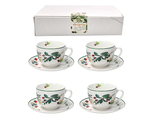 Set 4 cesti de ceai Andrea Fontebasso cu farfurie, portelan