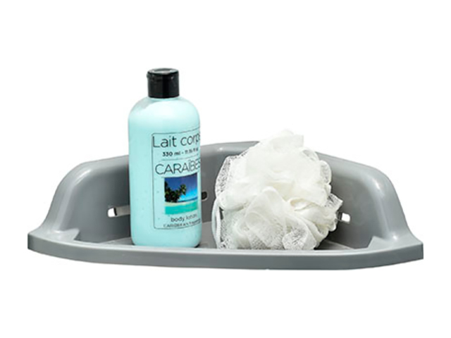 Raft de colt pe ventuze Evideco 25X25X7cm gri, plastic
