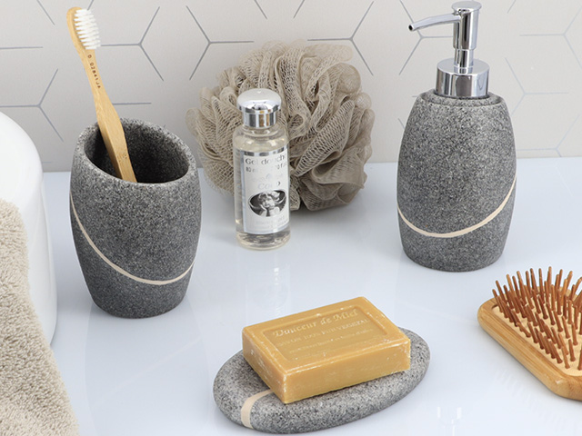 Sapuniera Tendance Novara Stone Effect 13X8X2cm, polirasina, gri